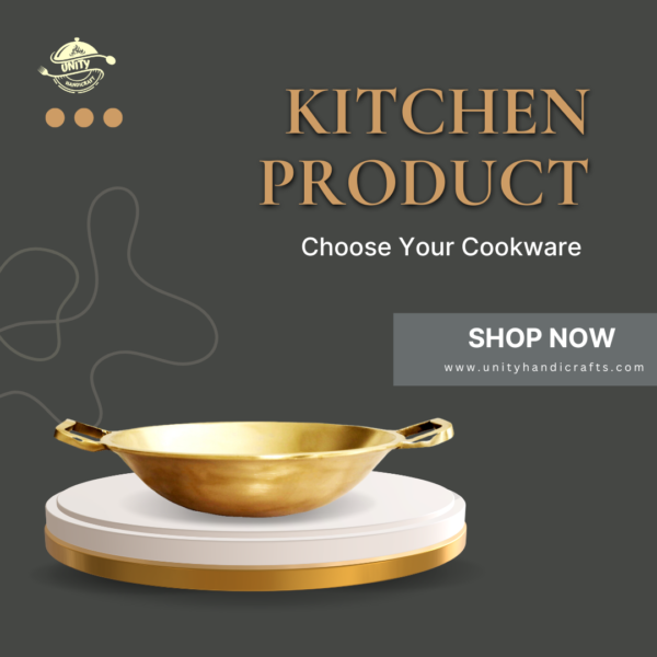 Pure Brass Appachatty with Handle - Traditional Handcrafted Cookware" (Unity Handicrafts)