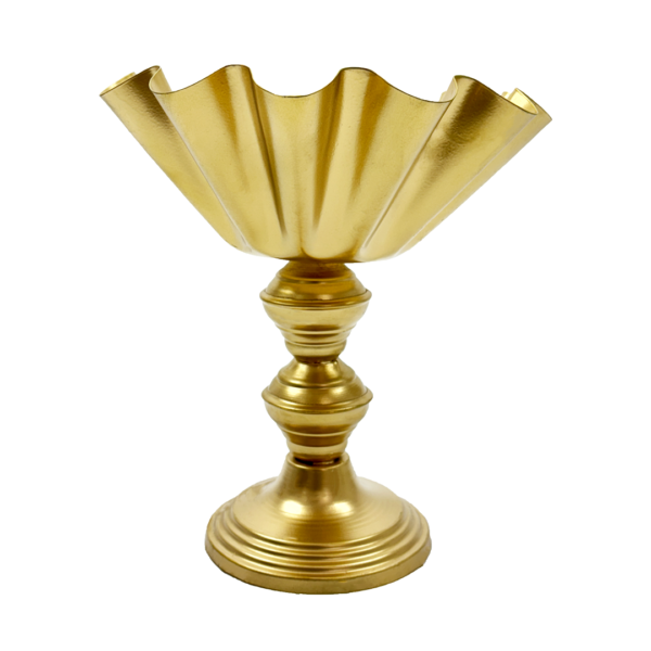 Elegant Handcrafted Gold Decorative Pedestal Fruit Bowl – Handcrafted Centerpiece Gold (Unity Handicrafts)
