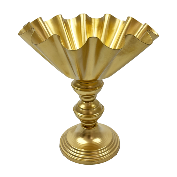 Elegant Handcrafted Gold Decorative Pedestal Fruit Bowl – Handcrafted Centerpiece Gold (Unity Handicrafts)