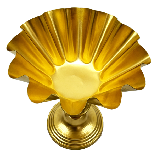 Elegant Handcrafted Gold Decorative Pedestal Fruit Bowl – Handcrafted Centerpiece Gold (Unity Handicrafts)
