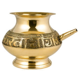 Traditional Pure Brass Karwa Pot for Karwa Chauth Puja with Decorative Engraved Design