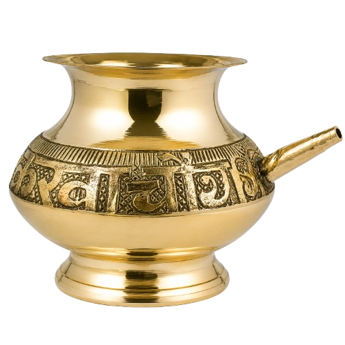 Traditional Pure Brass Karwa Pot for Karwa Chauth Puja with Decorative Engraved Design
