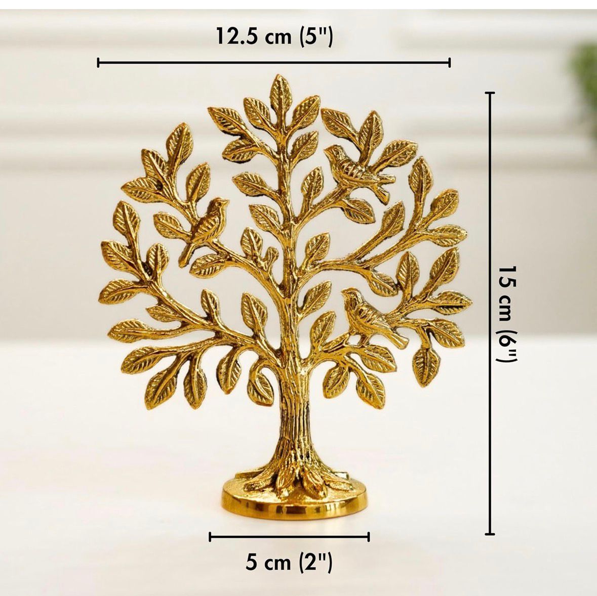 Unity Handicrafts Brass Tree of Life with Birds Showpiece