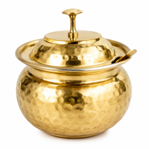 Premium Brass Handi with Lid and Spoon