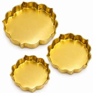 Brass Pooja Thali Plate Lotus Design Decorative Brass Plate